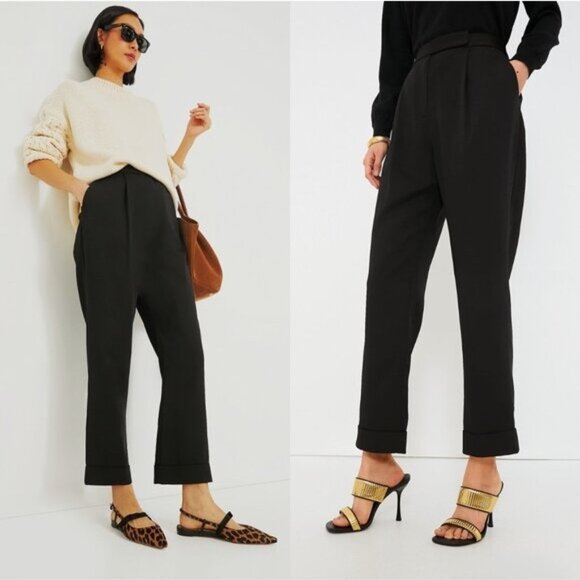 Tuckernuck Black Pleated Duncan Trouser | Size XL | NWT | High-Rise Straight Leg - Picture 2 of 10
